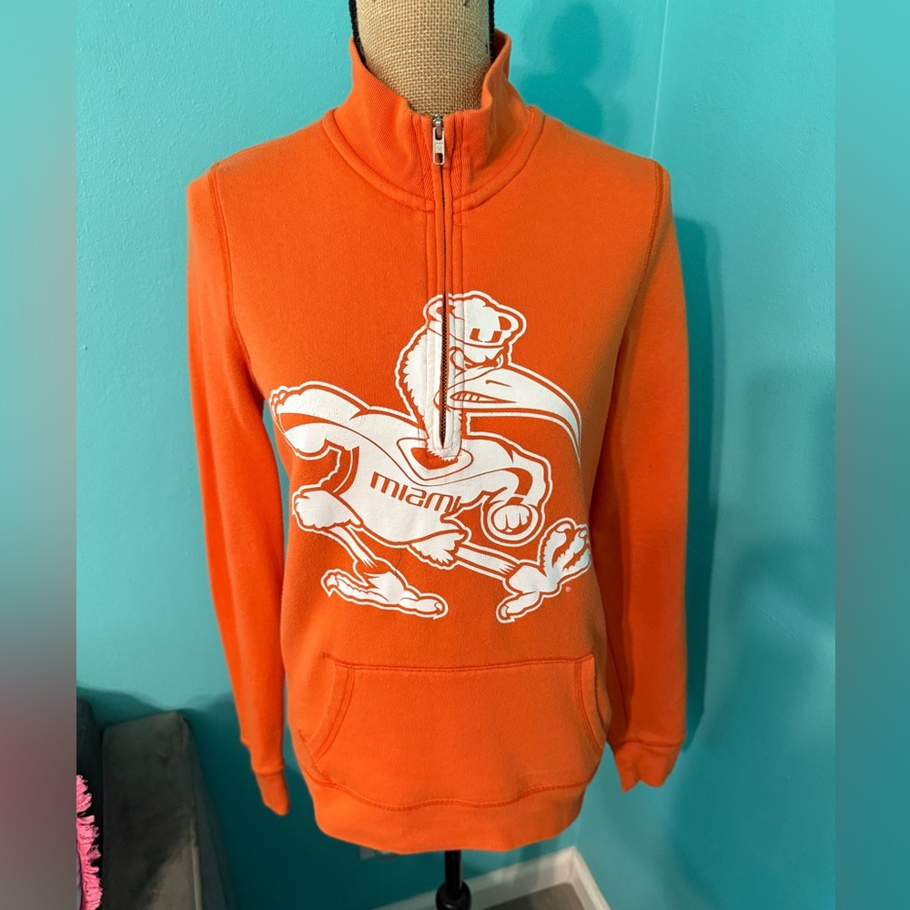 EUC PINK Victoria’s Secret Miami Hurricanes Kangaroo Pocket Jacket Size Small